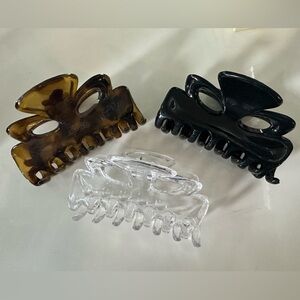 Goody Style Claw Clip Set – Black, Clear & Tortoise Hair Clips Trio